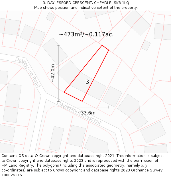 3, DAYLESFORD CRESCENT, CHEADLE, SK8 1LQ: Plot and title map