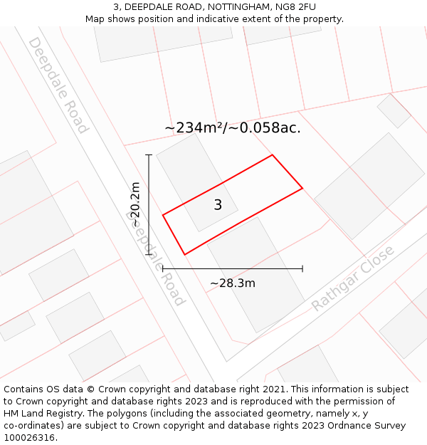 3, DEEPDALE ROAD, NOTTINGHAM, NG8 2FU: Plot and title map