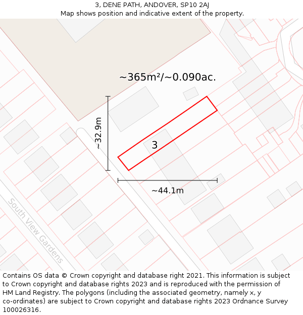 3, DENE PATH, ANDOVER, SP10 2AJ: Plot and title map