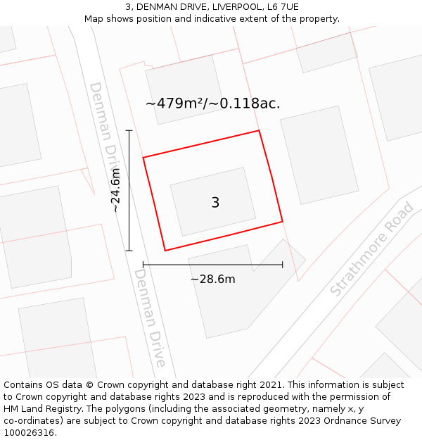 3, DENMAN DRIVE, LIVERPOOL, L6 7UE: Plot and title map
