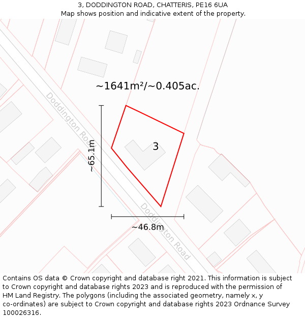 3, DODDINGTON ROAD, CHATTERIS, PE16 6UA: Plot and title map