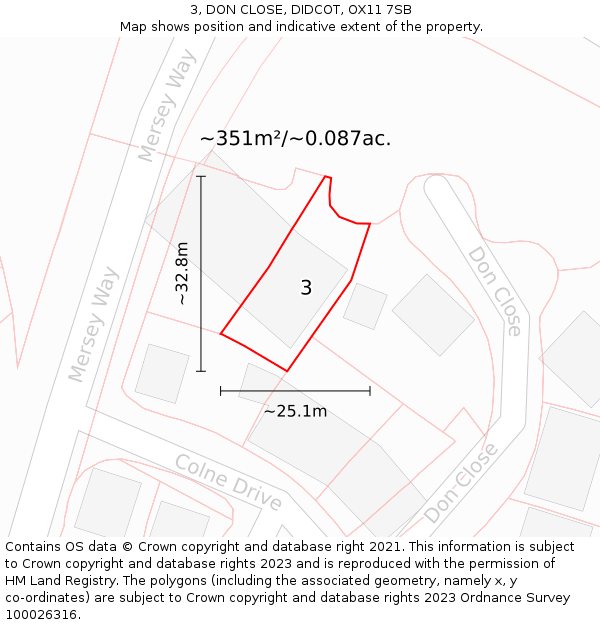 3, DON CLOSE, DIDCOT, OX11 7SB: Plot and title map