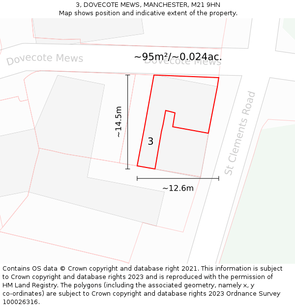 3, DOVECOTE MEWS, MANCHESTER, M21 9HN: Plot and title map