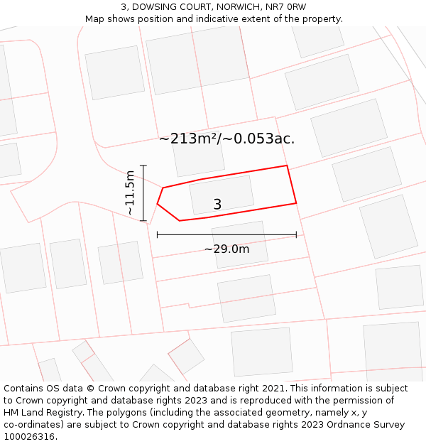 3, DOWSING COURT, NORWICH, NR7 0RW: Plot and title map