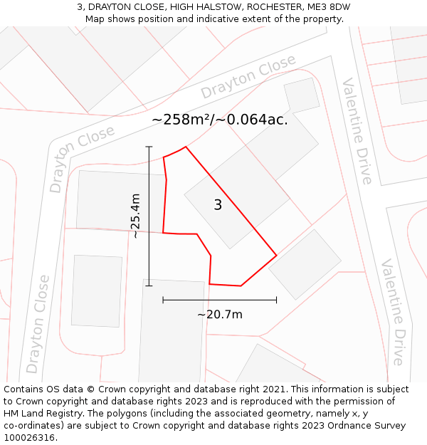 3, DRAYTON CLOSE, HIGH HALSTOW, ROCHESTER, ME3 8DW: Plot and title map