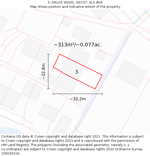 3, DRUCE WOOD, ASCOT, SL5 8NA: Plot and title map