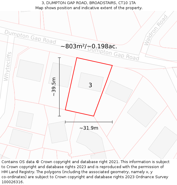 3, DUMPTON GAP ROAD, BROADSTAIRS, CT10 1TA: Plot and title map