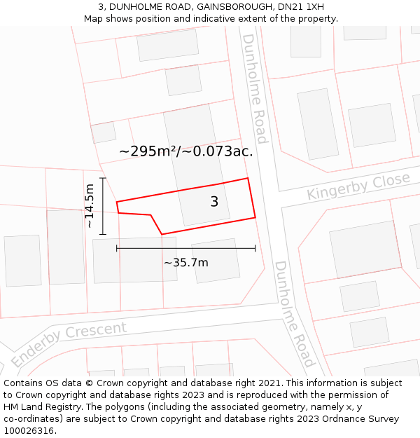 3, DUNHOLME ROAD, GAINSBOROUGH, DN21 1XH: Plot and title map