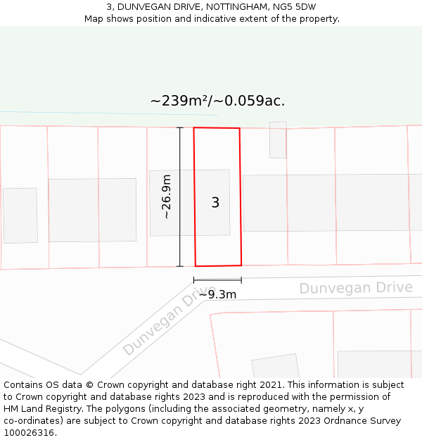 3, DUNVEGAN DRIVE, NOTTINGHAM, NG5 5DW: Plot and title map