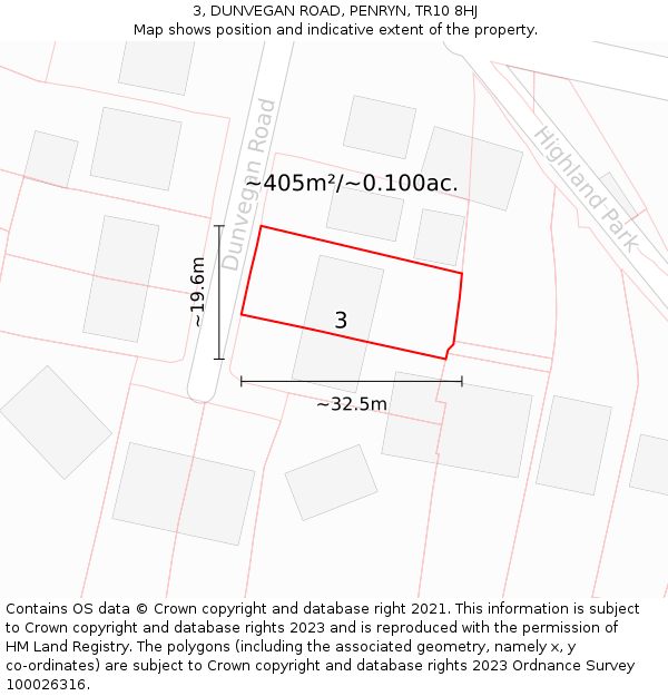 3, DUNVEGAN ROAD, PENRYN, TR10 8HJ: Plot and title map