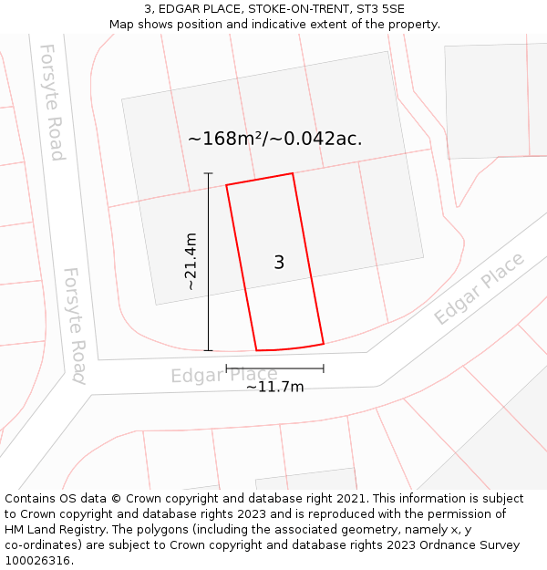 3, EDGAR PLACE, STOKE-ON-TRENT, ST3 5SE: Plot and title map