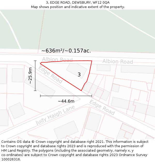 3, EDGE ROAD, DEWSBURY, WF12 0QA: Plot and title map