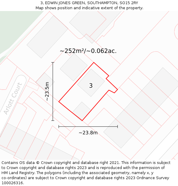 3, EDWIN JONES GREEN, SOUTHAMPTON, SO15 2RY: Plot and title map