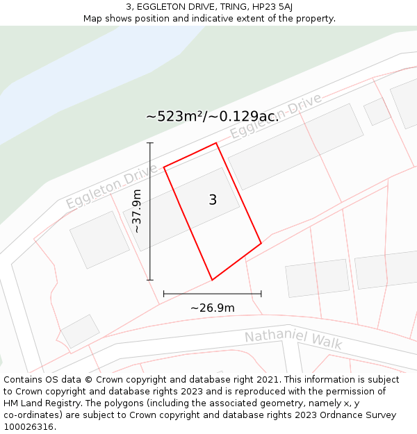 3, EGGLETON DRIVE, TRING, HP23 5AJ: Plot and title map