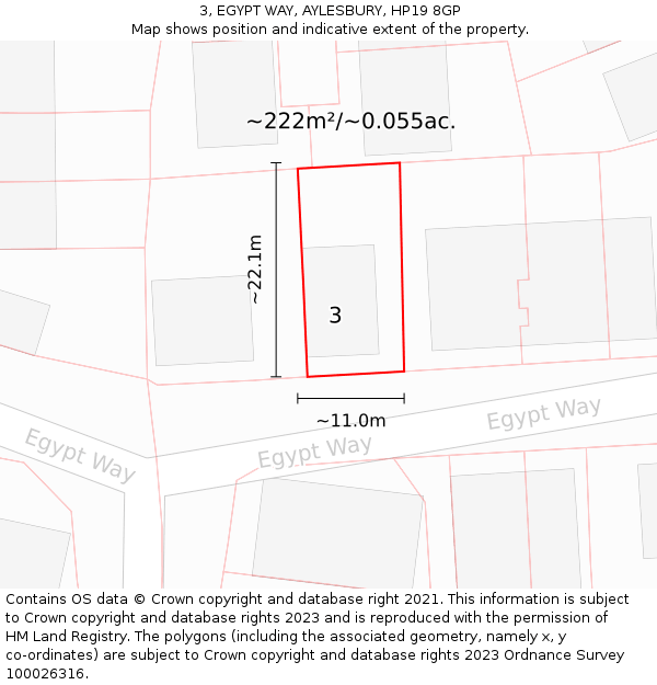 3, EGYPT WAY, AYLESBURY, HP19 8GP: Plot and title map