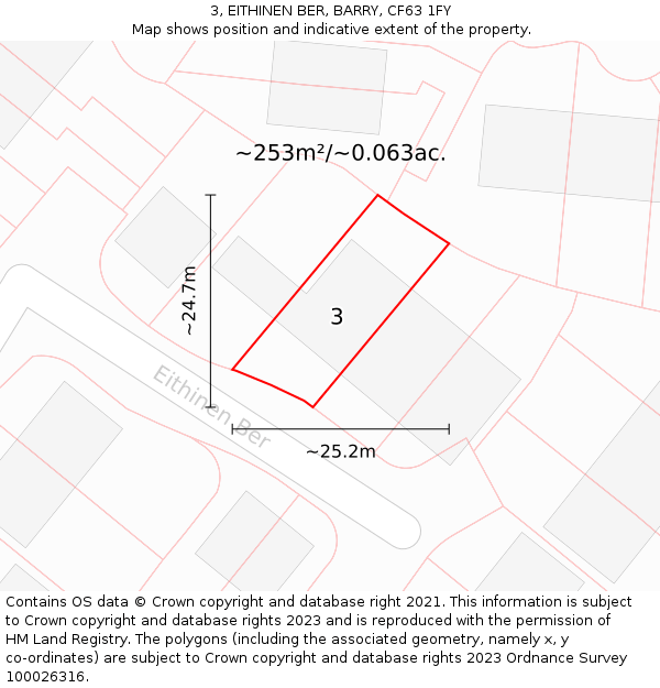 3, EITHINEN BER, BARRY, CF63 1FY: Plot and title map