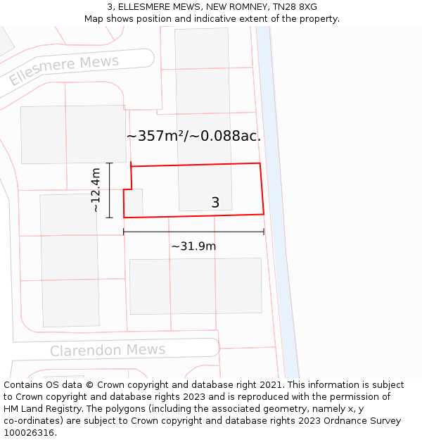 3, ELLESMERE MEWS, NEW ROMNEY, TN28 8XG: Plot and title map