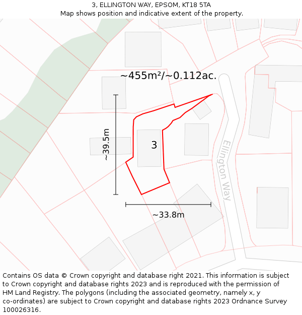 3, ELLINGTON WAY, EPSOM, KT18 5TA: Plot and title map