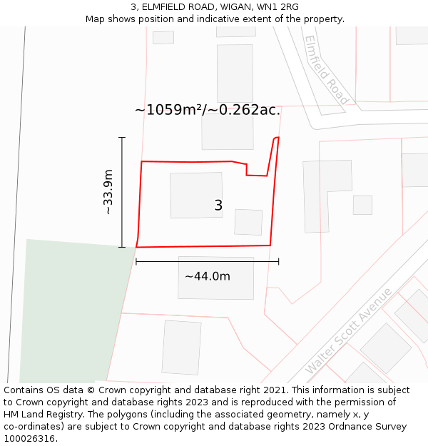 3, ELMFIELD ROAD, WIGAN, WN1 2RG: Plot and title map