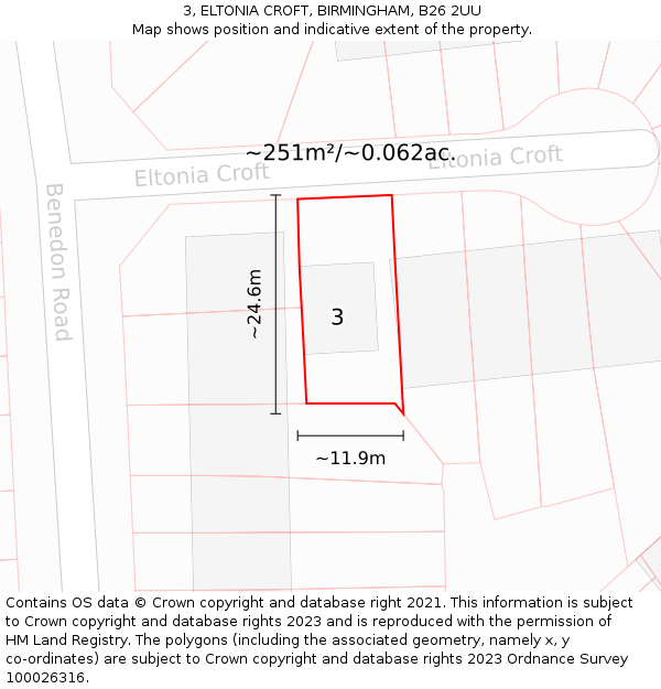 3, ELTONIA CROFT, BIRMINGHAM, B26 2UU: Plot and title map