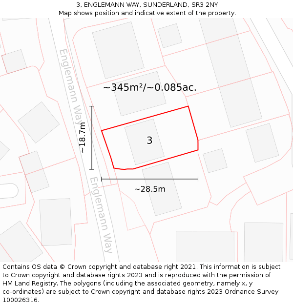 3, ENGLEMANN WAY, SUNDERLAND, SR3 2NY: Plot and title map