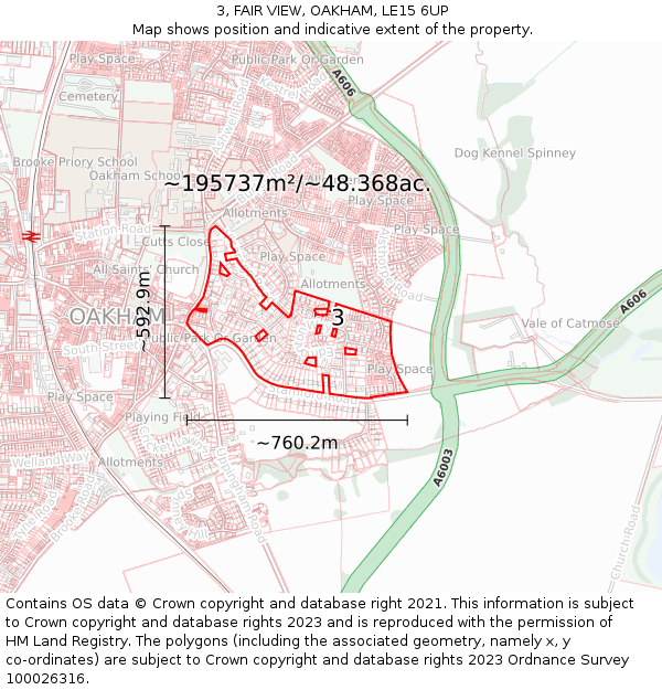 3, FAIR VIEW, OAKHAM, LE15 6UP: Plot and title map