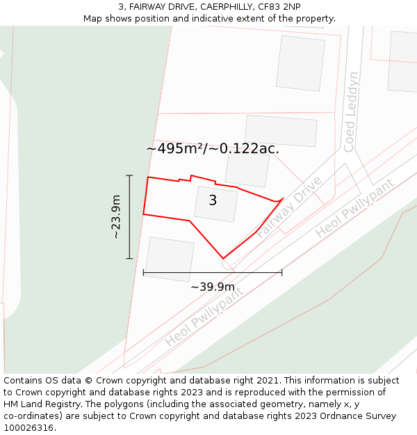 3, FAIRWAY DRIVE, CAERPHILLY, CF83 2NP: Plot and title map