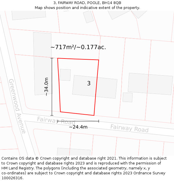 3, FAIRWAY ROAD, POOLE, BH14 8QB: Plot and title map