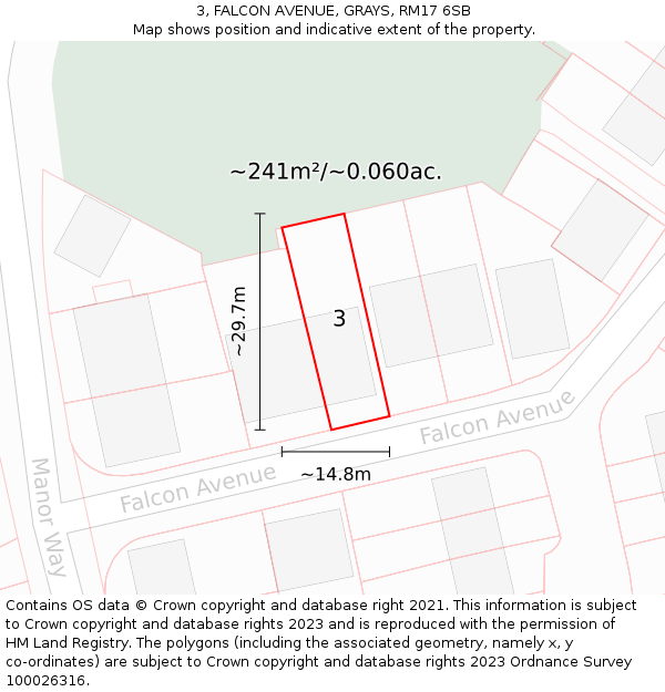 3, FALCON AVENUE, GRAYS, RM17 6SB: Plot and title map