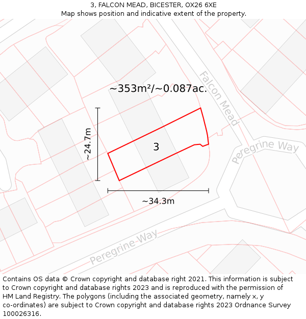 3, FALCON MEAD, BICESTER, OX26 6XE: Plot and title map