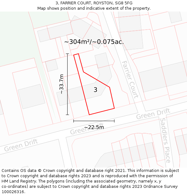 3, FARRIER COURT, ROYSTON, SG8 5FG: Plot and title map