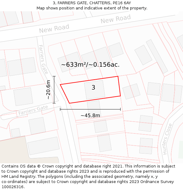 3, FARRIERS GATE, CHATTERIS, PE16 6AY: Plot and title map