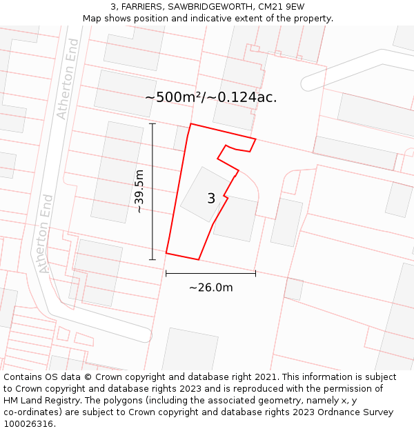 3, FARRIERS, SAWBRIDGEWORTH, CM21 9EW: Plot and title map