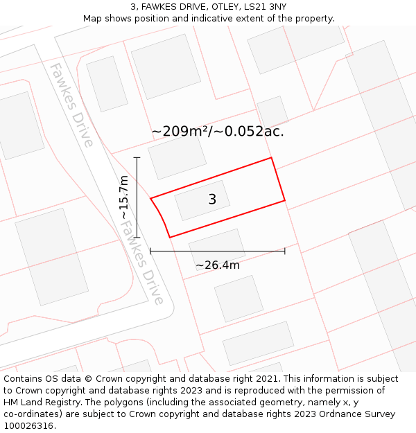 3, FAWKES DRIVE, OTLEY, LS21 3NY: Plot and title map