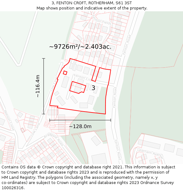 3, FENTON CROFT, ROTHERHAM, S61 3ST: Plot and title map