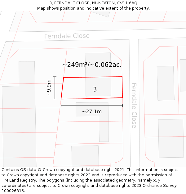 3, FERNDALE CLOSE, NUNEATON, CV11 6AQ: Plot and title map