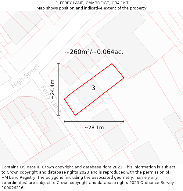 3, FERRY LANE, CAMBRIDGE, CB4 1NT: Plot and title map