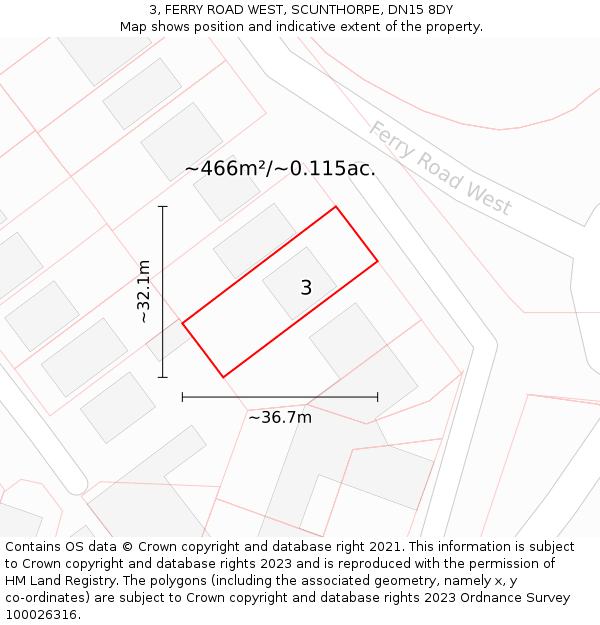 3, FERRY ROAD WEST, SCUNTHORPE, DN15 8DY: Plot and title map