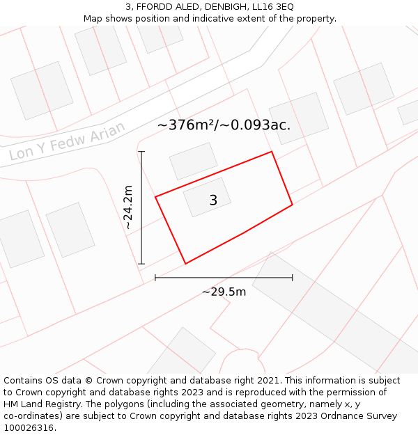 3, FFORDD ALED, DENBIGH, LL16 3EQ: Plot and title map