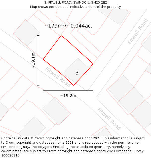 3, FITWELL ROAD, SWINDON, SN25 2EZ: Plot and title map