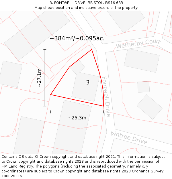 3, FONTWELL DRIVE, BRISTOL, BS16 6RR: Plot and title map