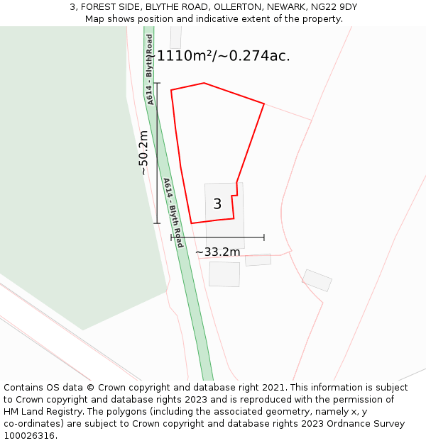 3, FOREST SIDE, BLYTHE ROAD, OLLERTON, NEWARK, NG22 9DY: Plot and title map