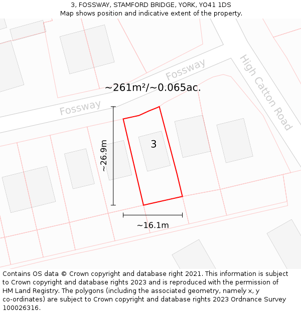 3, FOSSWAY, STAMFORD BRIDGE, YORK, YO41 1DS: Plot and title map