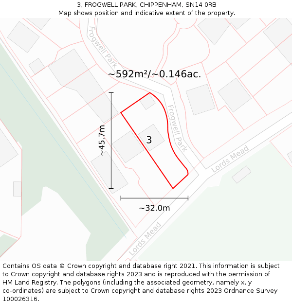 3, FROGWELL PARK, CHIPPENHAM, SN14 0RB: Plot and title map