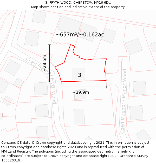 3, FRYTH WOOD, CHEPSTOW, NP16 6DU: Plot and title map