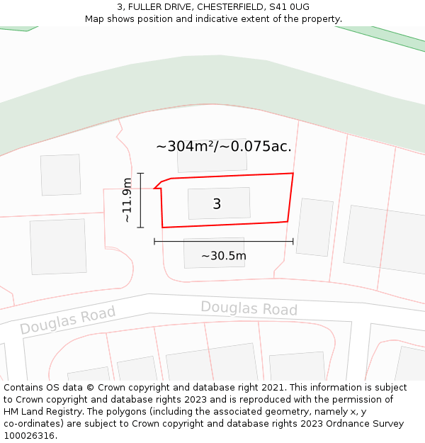 3, FULLER DRIVE, CHESTERFIELD, S41 0UG: Plot and title map