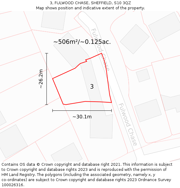 3, FULWOOD CHASE, SHEFFIELD, S10 3QZ: Plot and title map