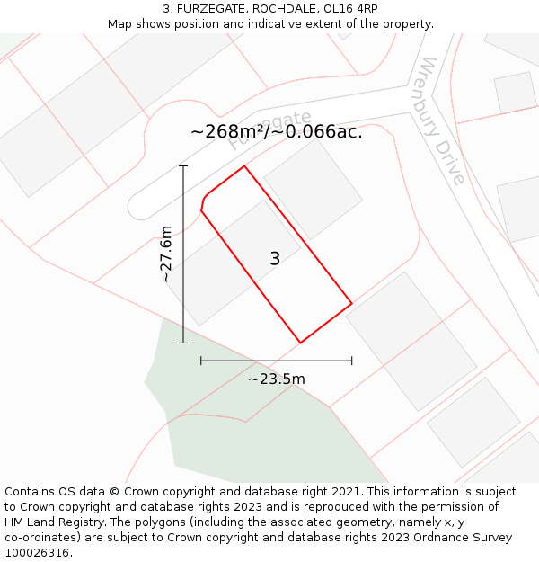 3, FURZEGATE, ROCHDALE, OL16 4RP: Plot and title map