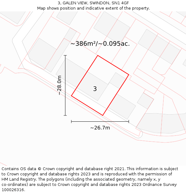 3, GALEN VIEW, SWINDON, SN1 4GF: Plot and title map