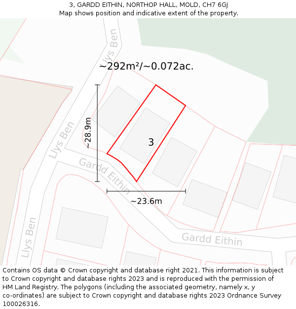 3, GARDD EITHIN, NORTHOP HALL, MOLD, CH7 6GJ: Plot and title map